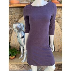 Horny Toad Nixi 3/4 Sleeve Purple Tencel Cotton Dress with Zipped Pockets Size S